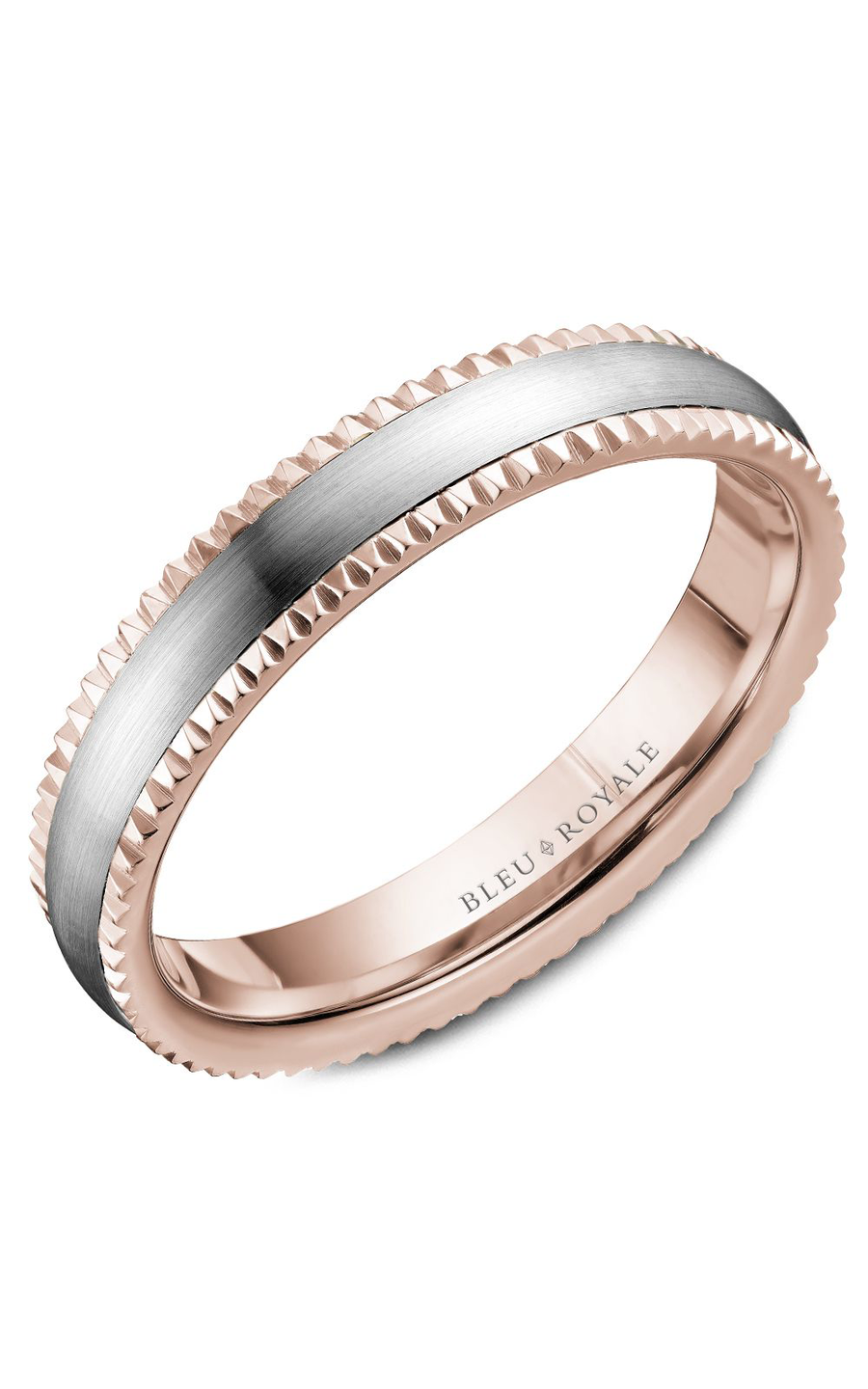 14K Rose Gold and 14K White Gold Gents Wedding Band