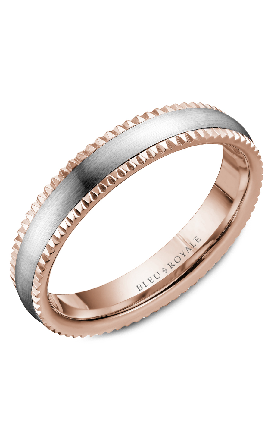 18K Rose Gold and 18K White Gold Gents Wedding Band