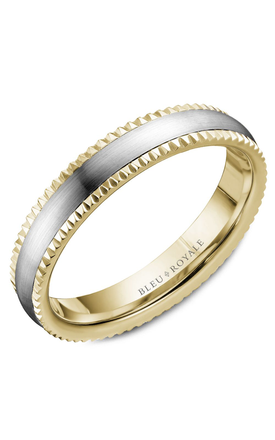 14K White Gold and 14K Yellow Gold Gents Wedding Band