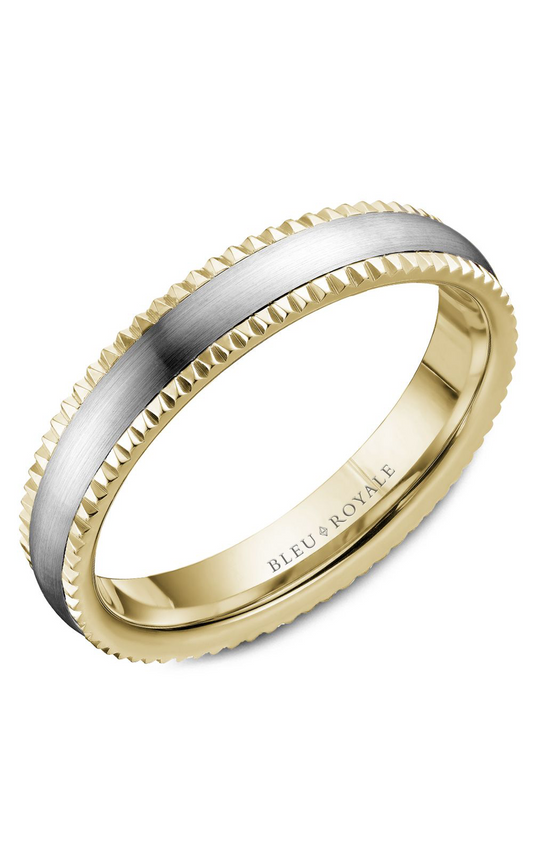 14K White Gold and 14K Yellow Gold Gents Wedding Band