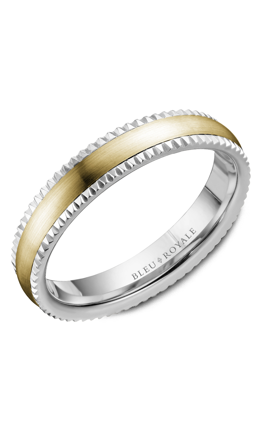 18K White Gold and 18K Yellow Gold Gents Wedding Band