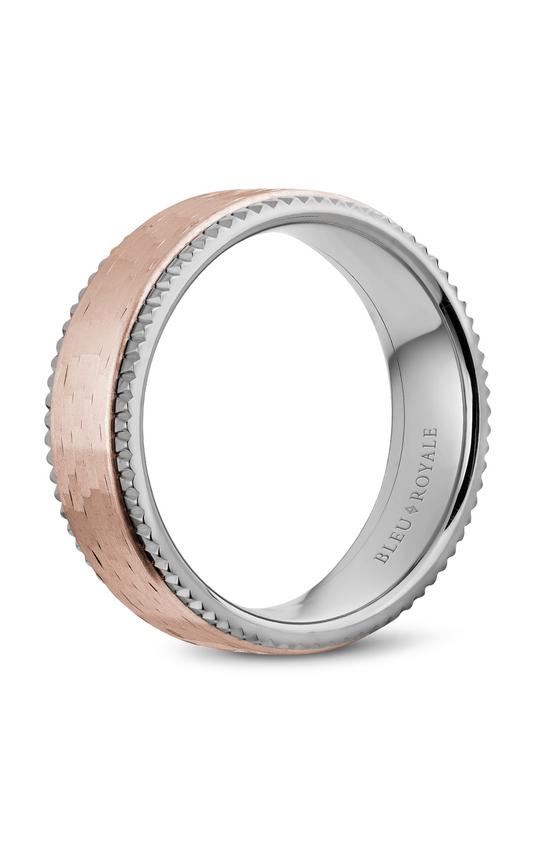 18K Rose Gold and 18K White Gold Gents Wedding Band