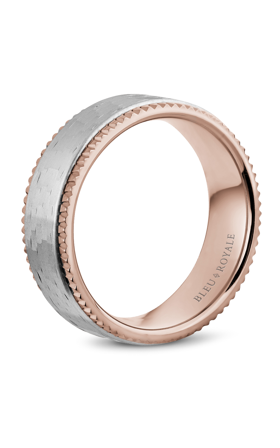 18K Rose Gold and 18K White Gold Gents Wedding Band