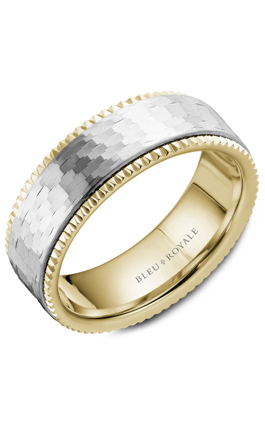 18K White Gold and 18K Yellow Gold Gents Wedding Band