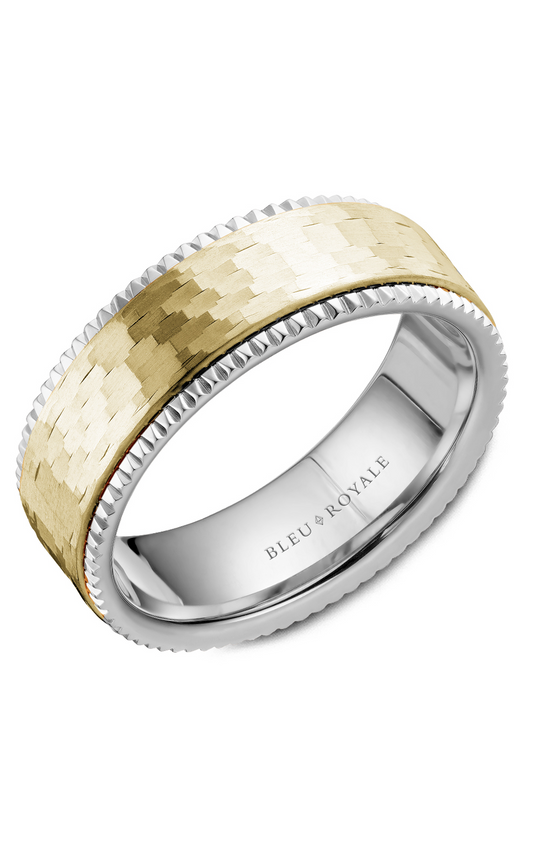 18K White Gold and 18K Yellow Gold Gents Wedding Band