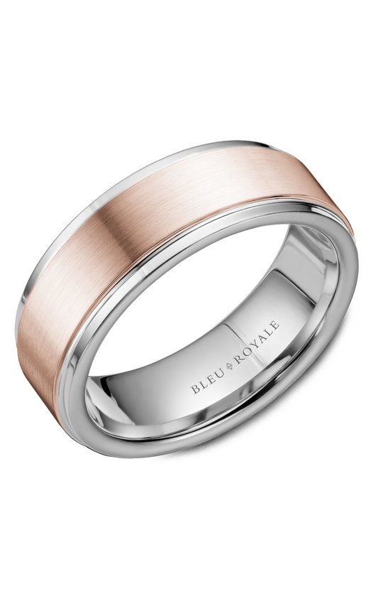 14K Rose Gold and 14K White Gold Gents Wedding Band