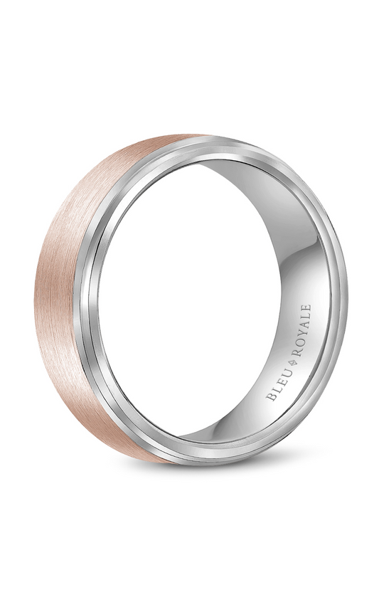 18K Rose Gold and 18K White Gold Gents Wedding Band