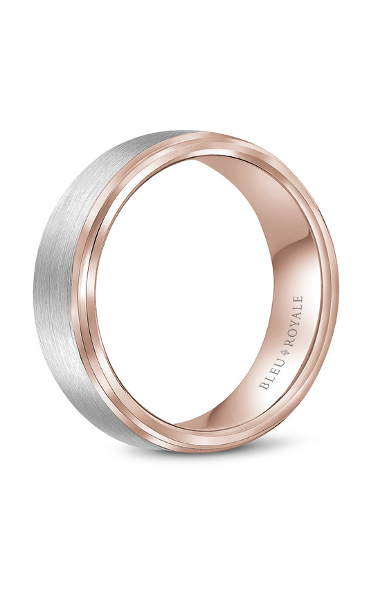18K Rose Gold and 18K White Gold Gents Wedding Band