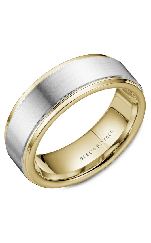14K White Gold and 14K Yellow Gold Gents Wedding Band