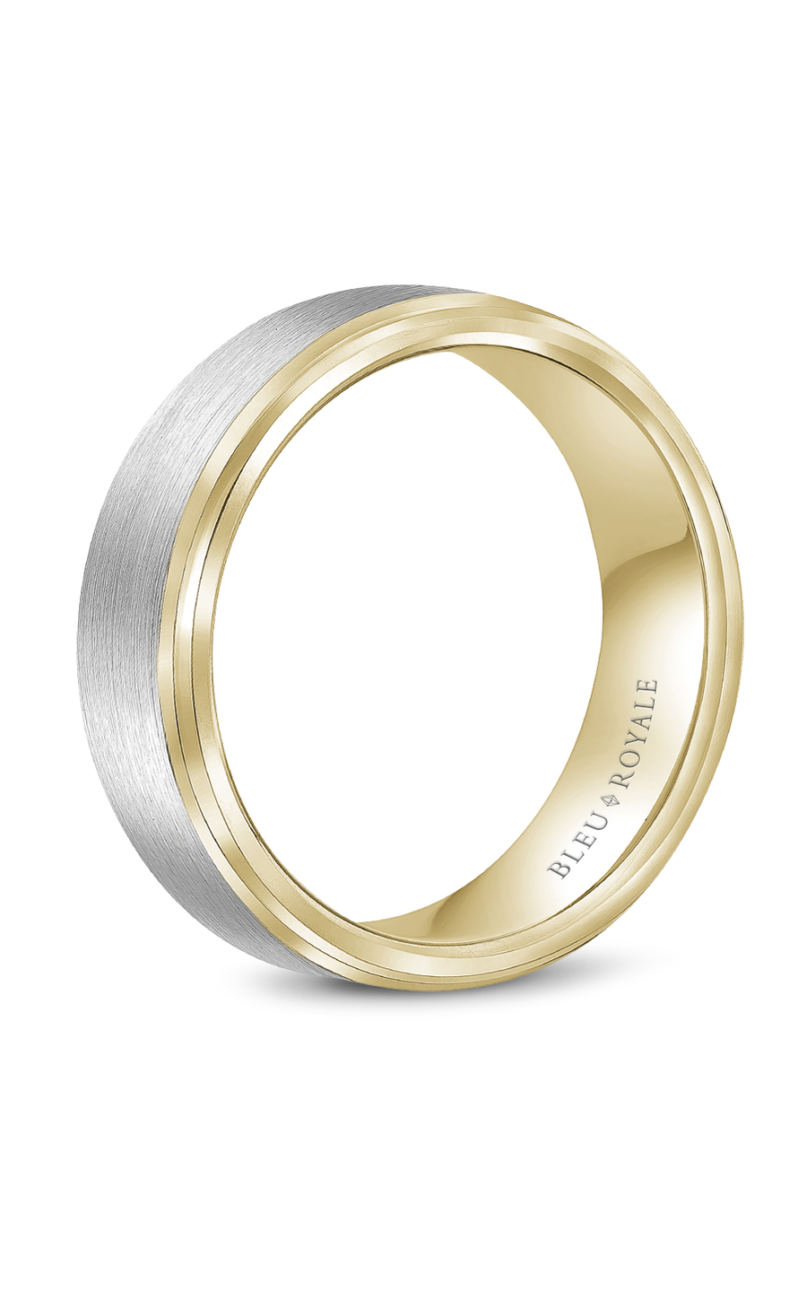 14K White Gold and 14K Yellow Gold Gents Wedding Band
