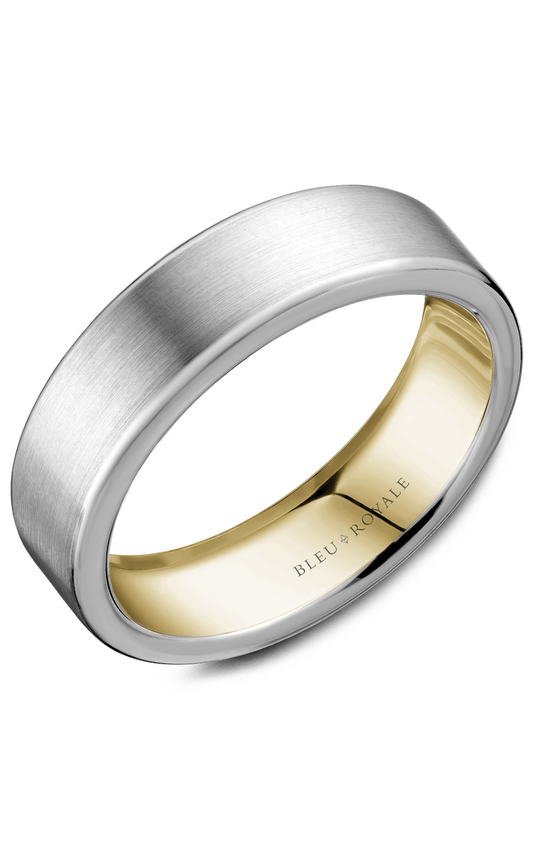 14K White Gold and 14K Yellow Gold Gents Wedding Band