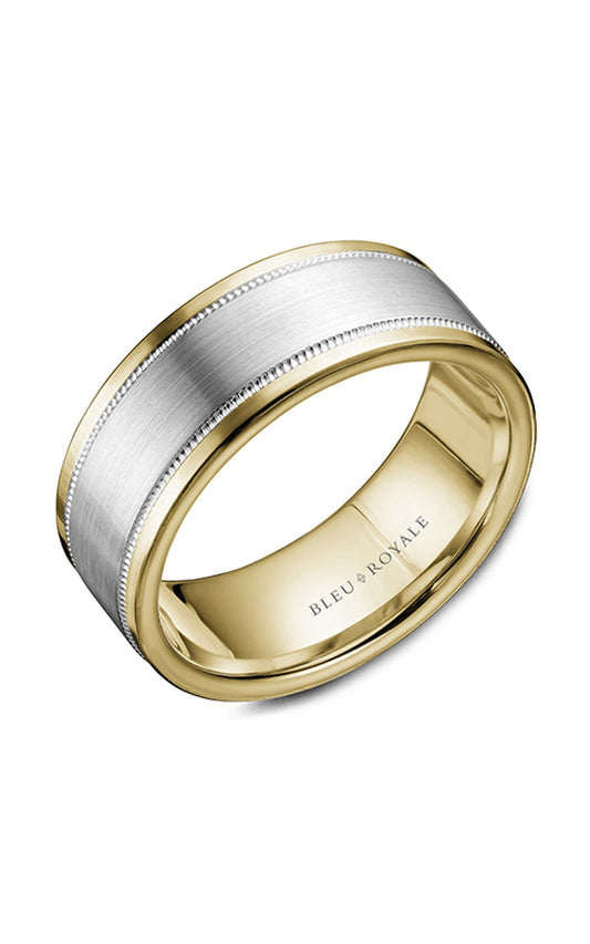 18K White Gold and 18K Yellow Gold Gents Wedding Band