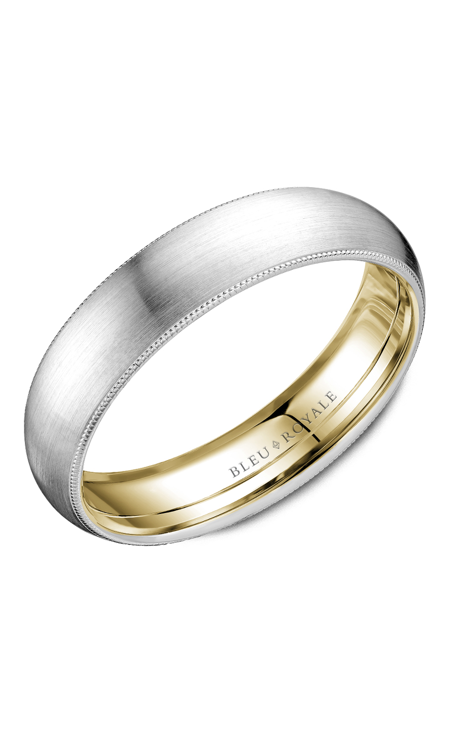 14K White Gold and 14K Yellow Gold Gents Wedding Band