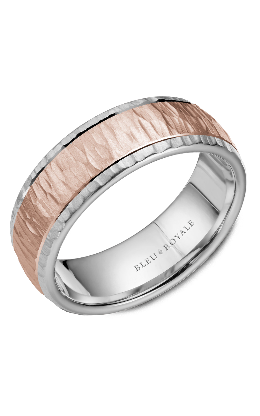 18K Rose Gold and 18K White Gold Gents Wedding Band