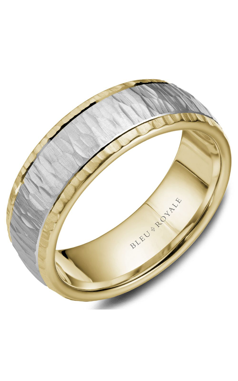 14K White Gold and 14K Yellow Gold Gents Wedding Band