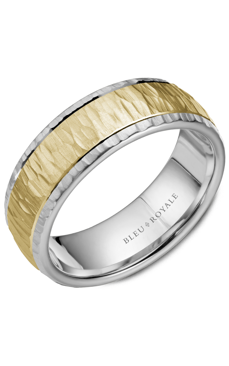 14K White Gold and 14K Yellow Gold Gents Wedding Band