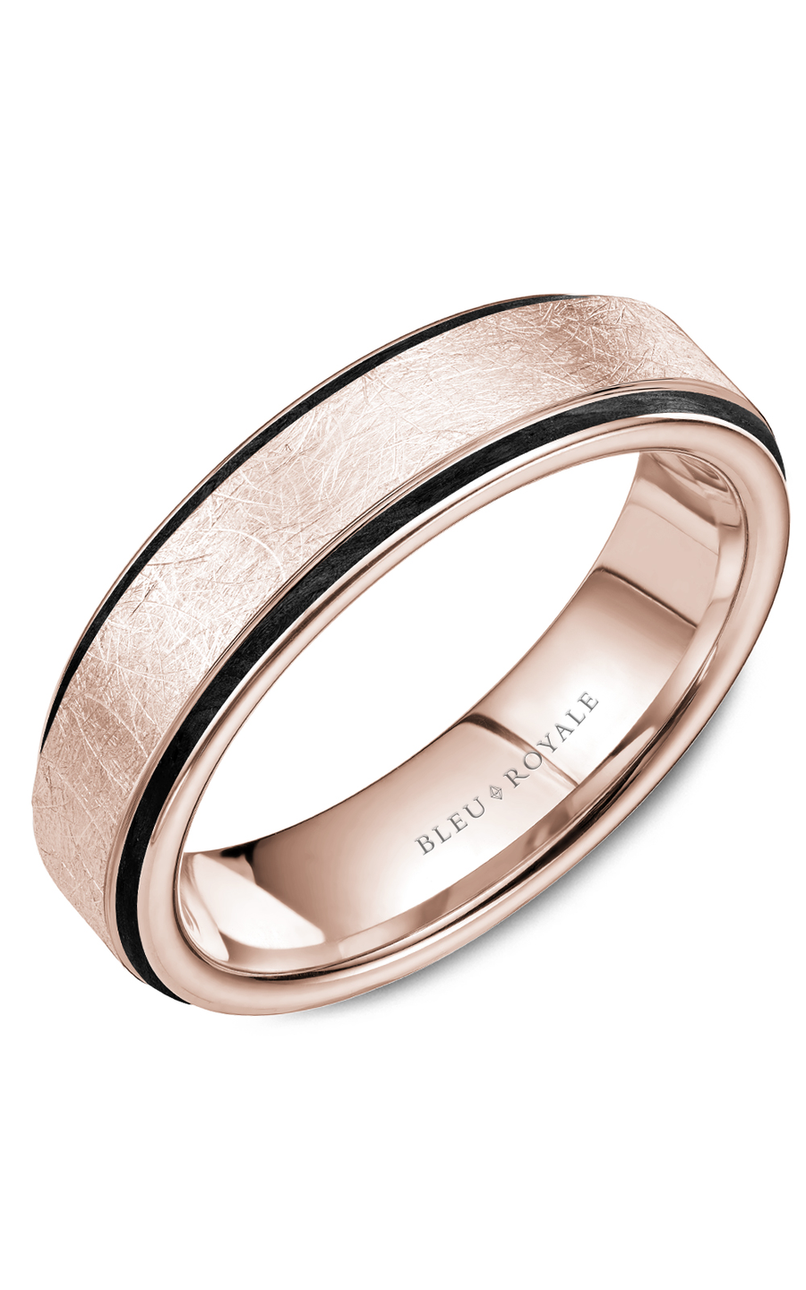 18K Rose Gold and Enamel Gents Wedding Band