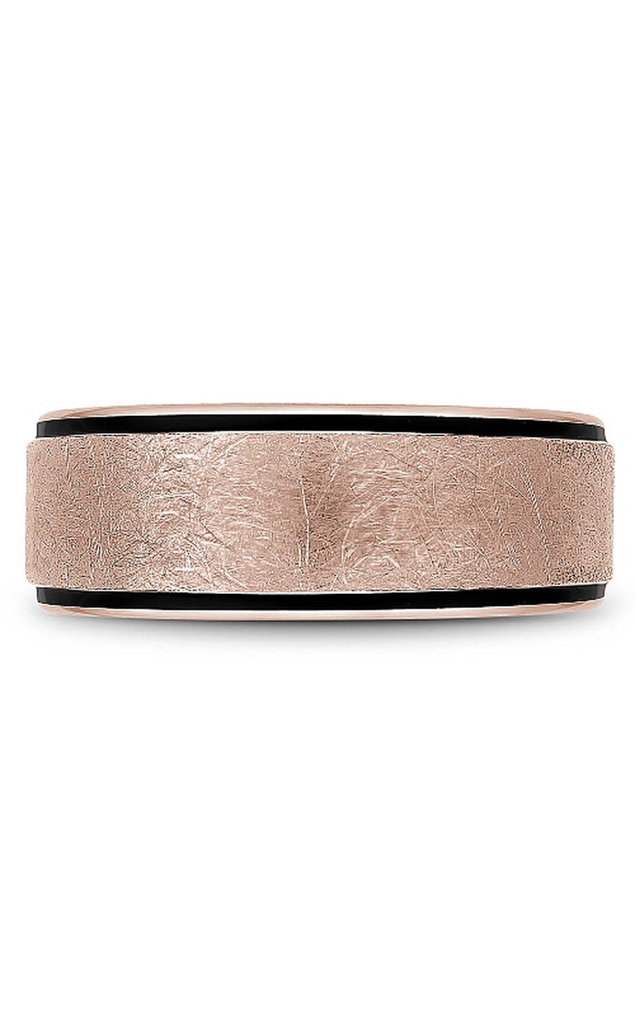 14K Rose Gold and Black Carbon Gents Wedding Band