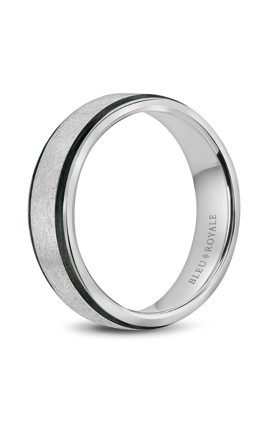 18K White Gold and Enamel Gents Wedding Band