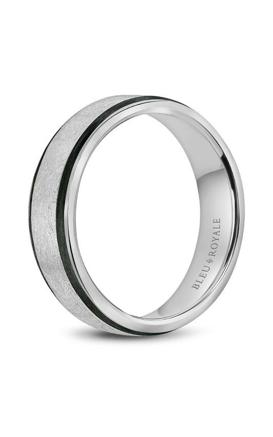 18K White Gold and Enamel Gents Wedding Band
