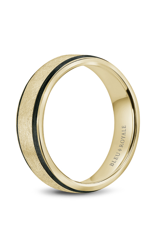 18K Yellow Gold and Enamel Gents Wedding Band
