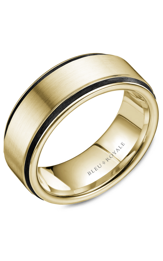 14K Yellow Gold and Enamel Gents Wedding Band