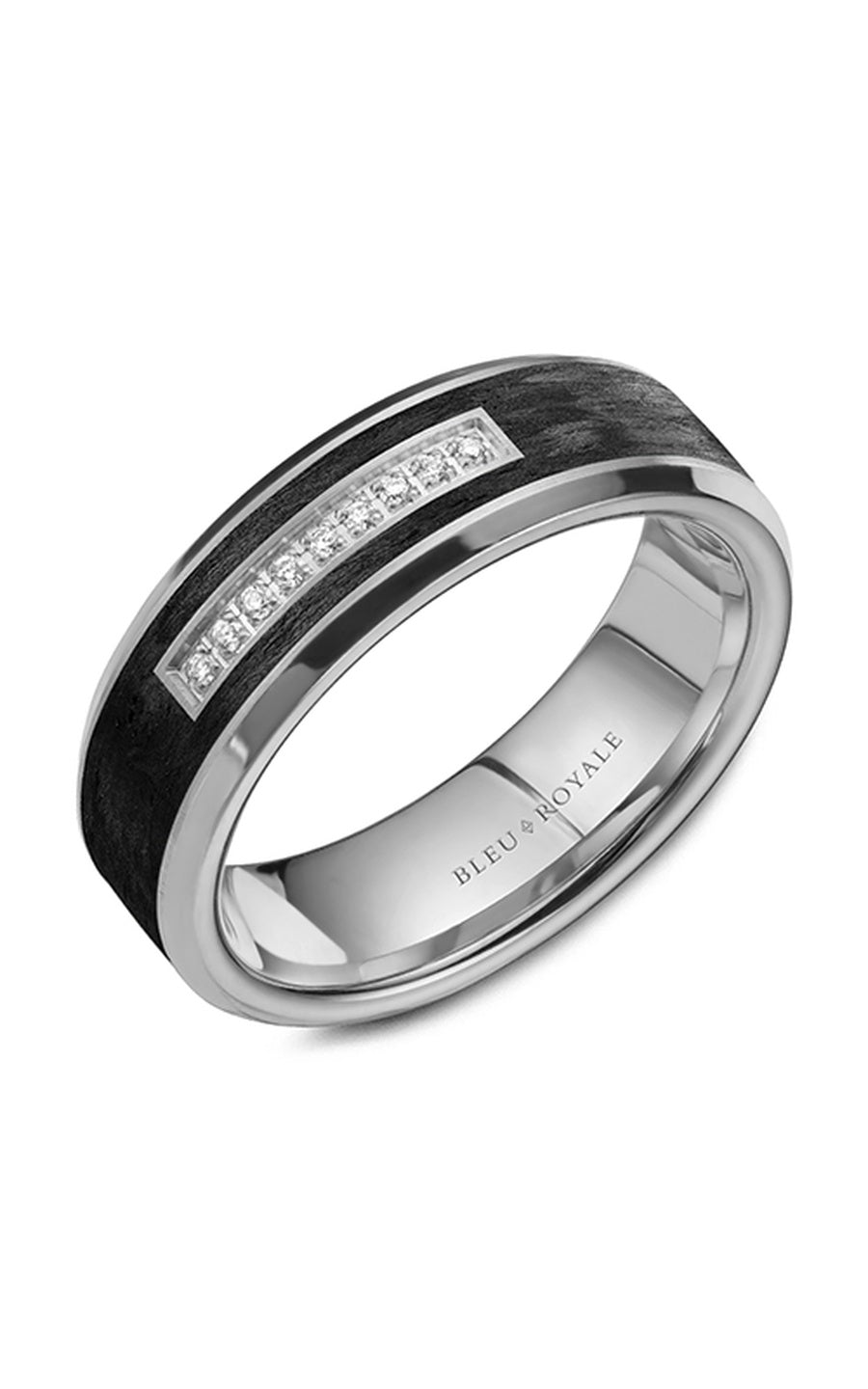 Platinum and Black Carbon Gents Round Wedding Band