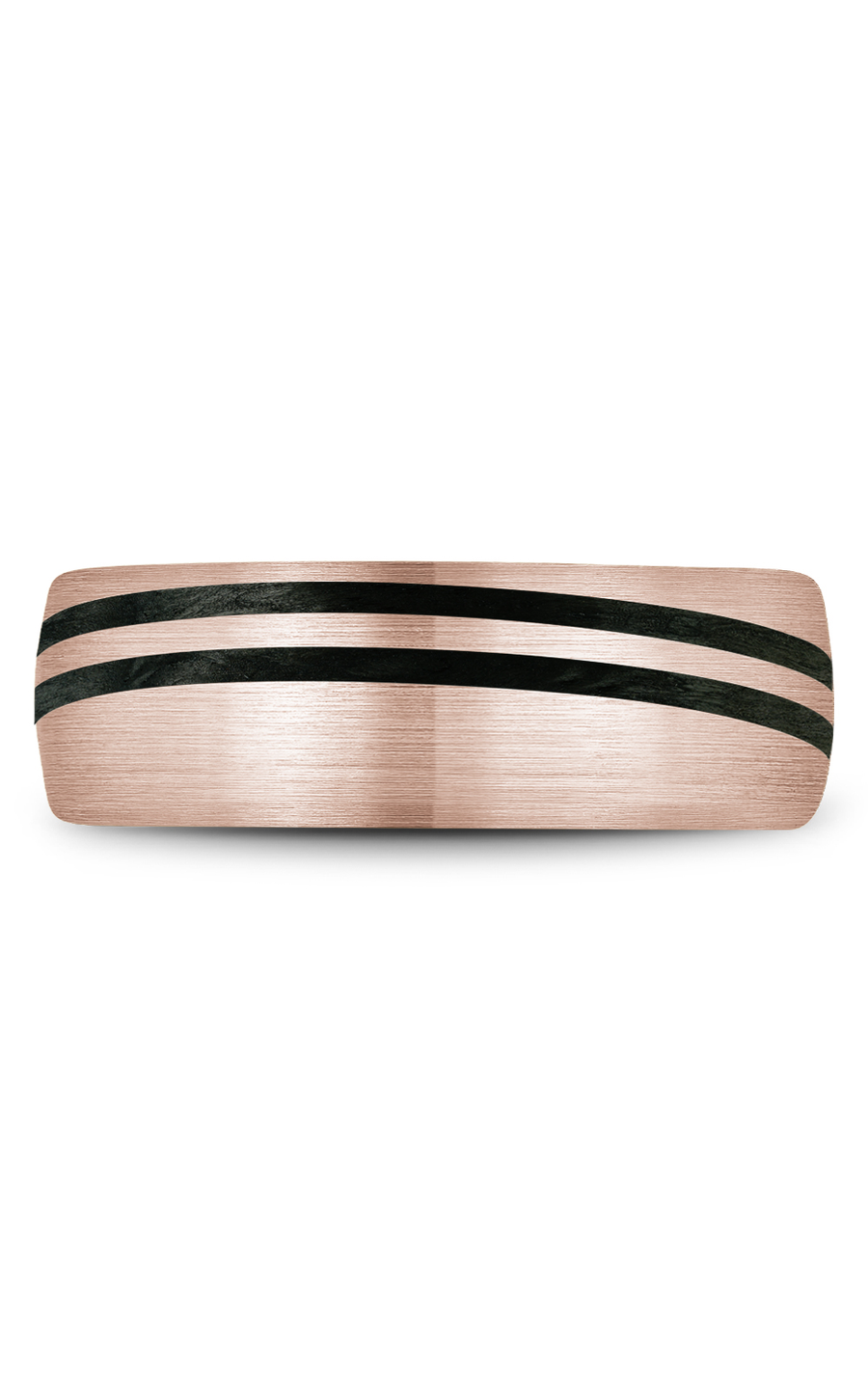 14K Rose Gold and Black Carbon Gents Wedding Band