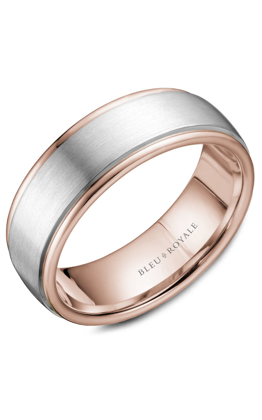 14K Rose Gold and 14K White Gold Gents Wedding Band