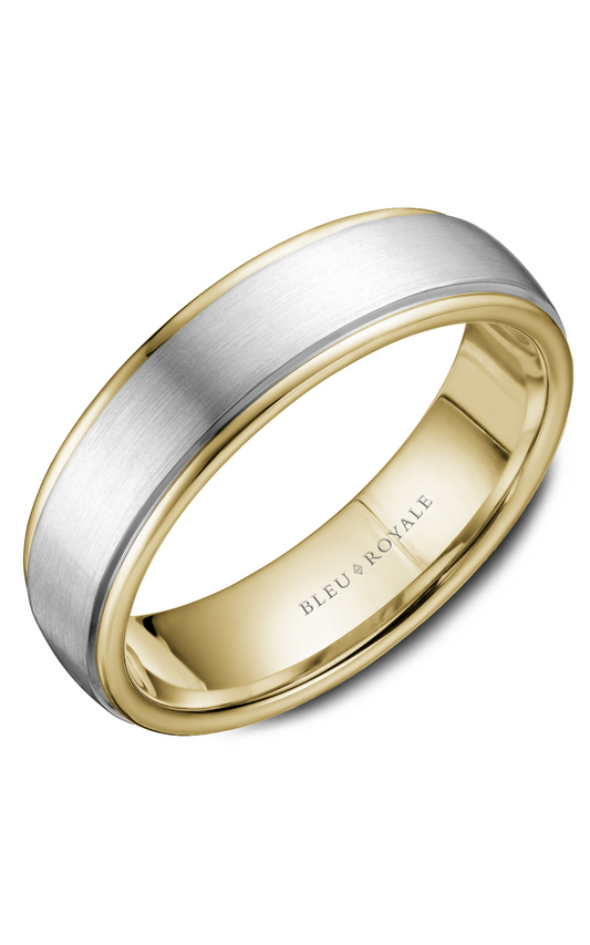 18K White Gold and 18K Yellow Gold Gents Wedding Band