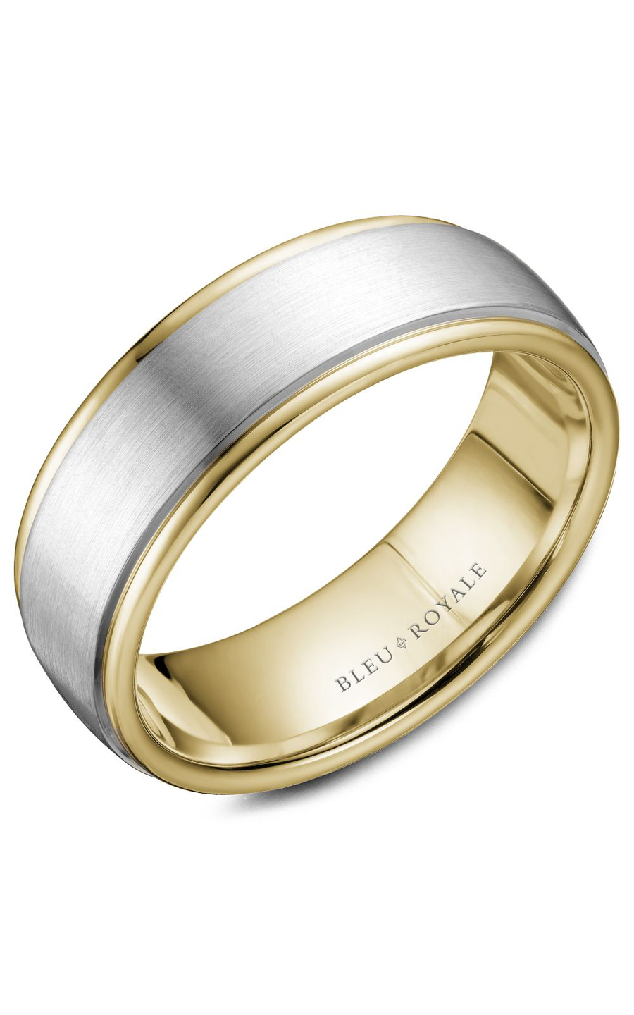 14K White Gold and 14K Yellow Gold Gents Wedding Band