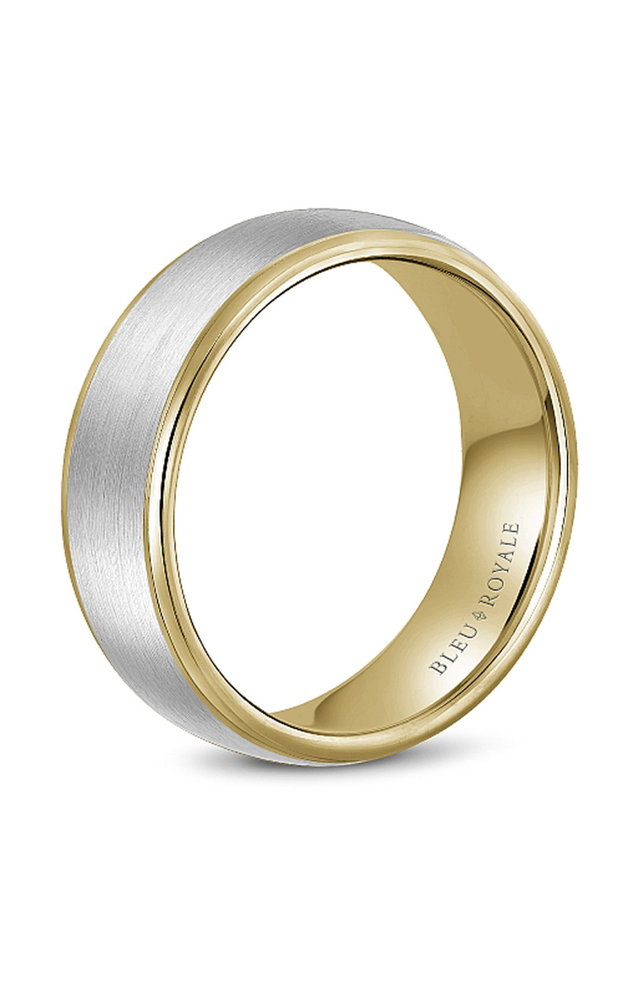 14K White Gold and 14K Yellow Gold Gents Wedding Band