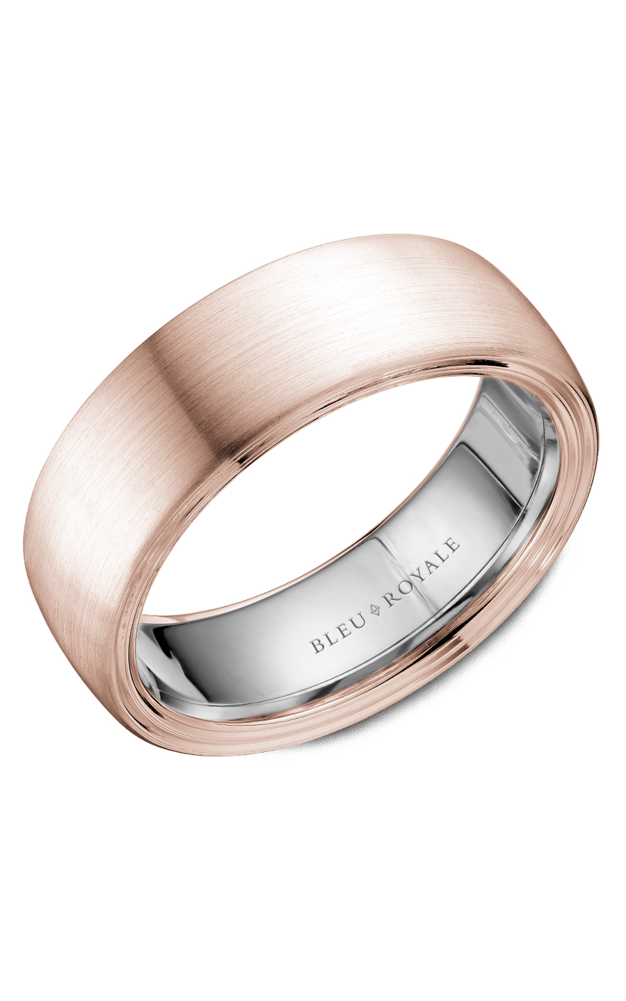 18K Rose Gold and 18K White Gold Gents Wedding Band