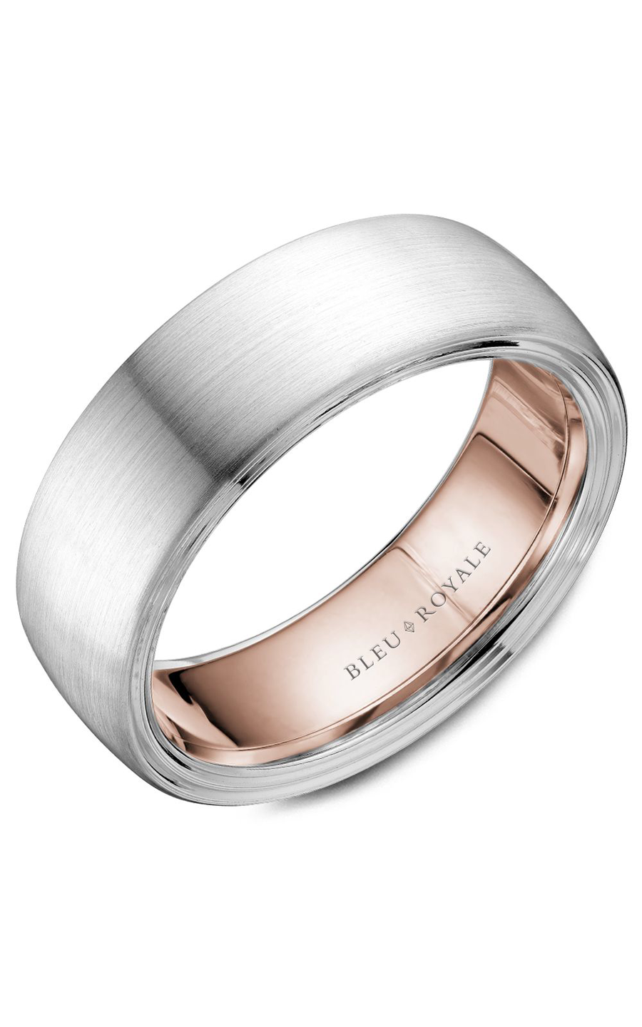 14K Rose Gold and 14K White Gold Gents Wedding Band