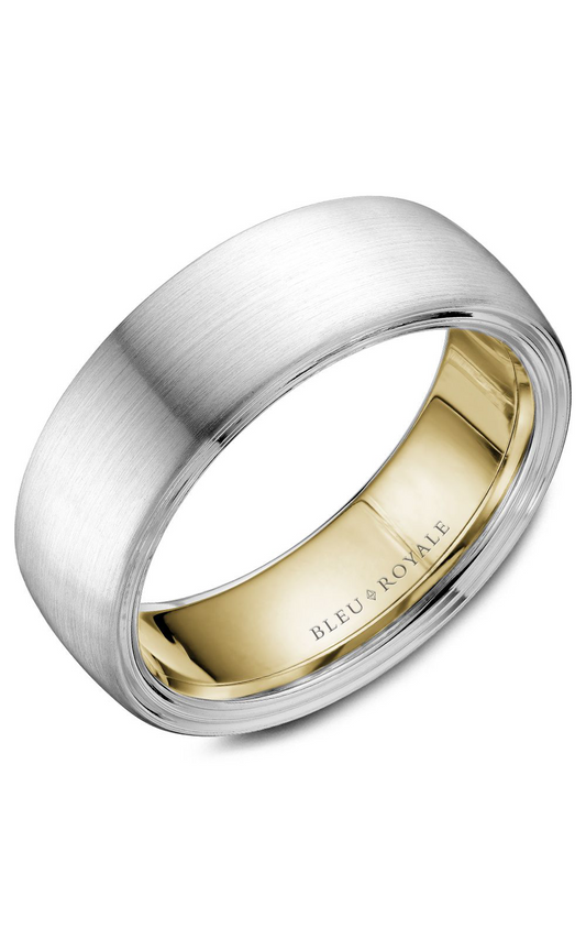 14K White Gold and 14K Yellow Gold Gents Wedding Band