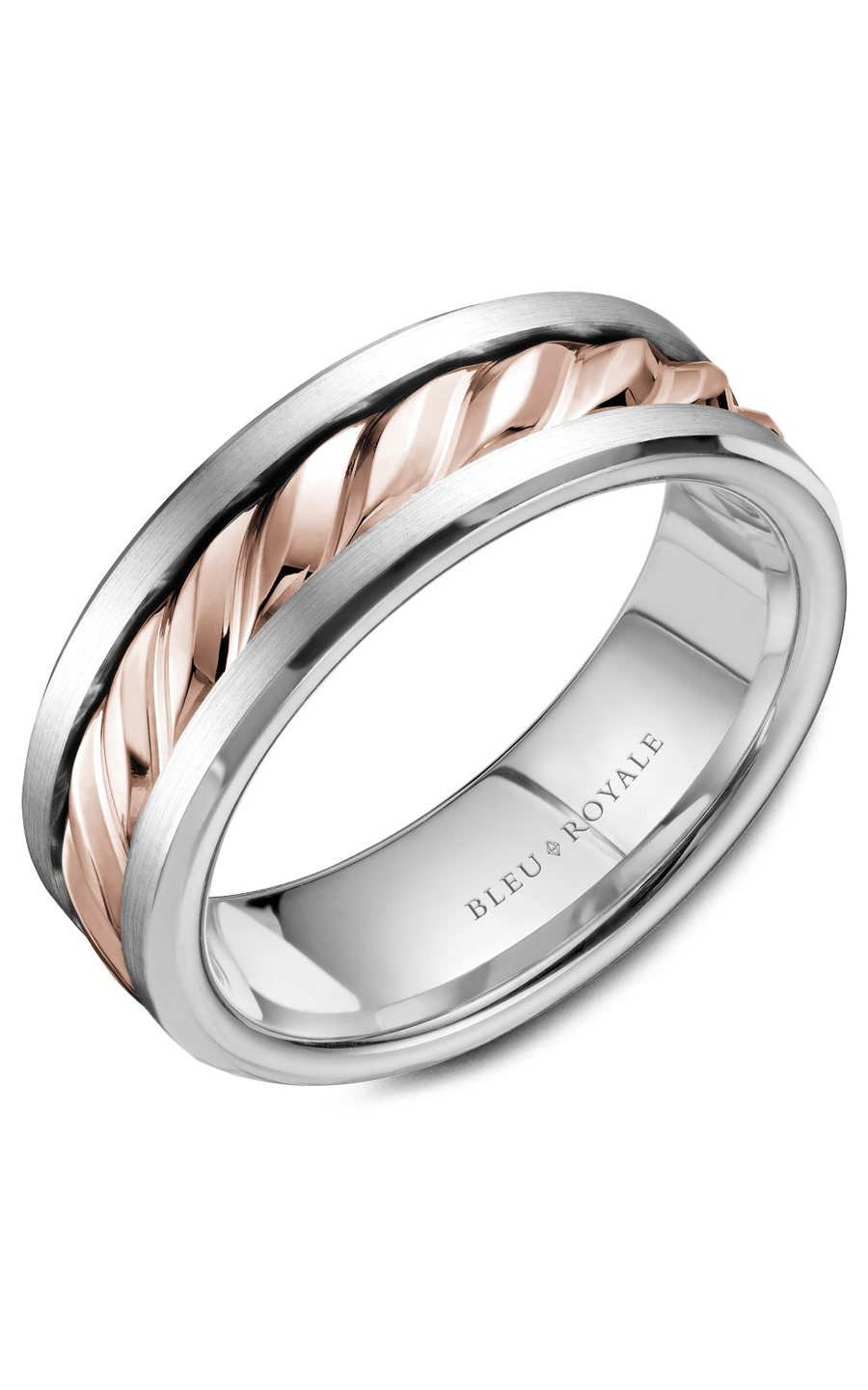 14K Rose Gold and 14K White Gold Gents Wedding Band
