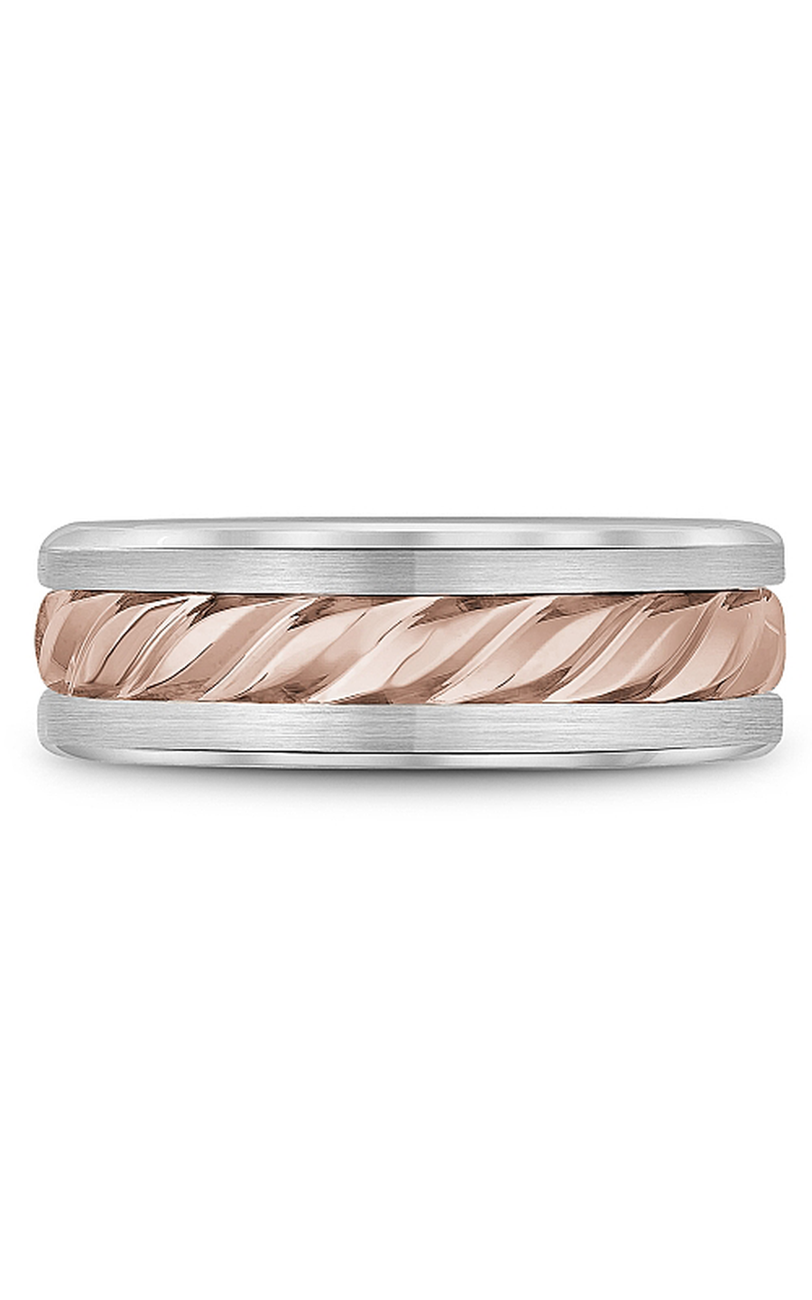 14K Rose Gold and 14K White Gold Gents Wedding Band