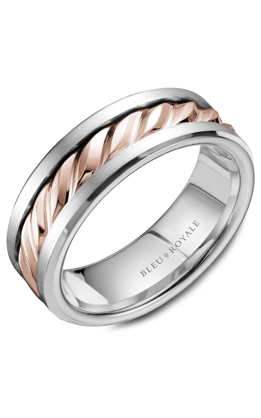 18K Rose Gold and 18K White Gold Gents Wedding Band