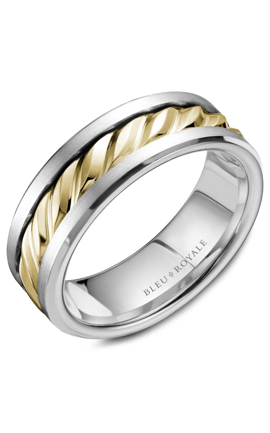 14K White Gold and 14K Yellow Gold Gents Wedding Band