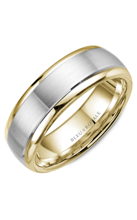18K White Gold and 18K Yellow Gold Gents Wedding Band