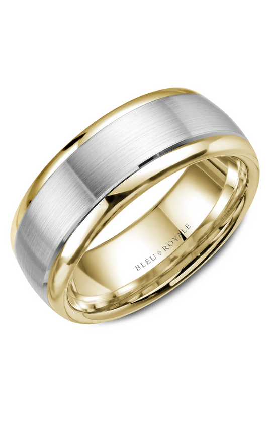 14K White Gold and 14K Yellow Gold Gents Wedding Band