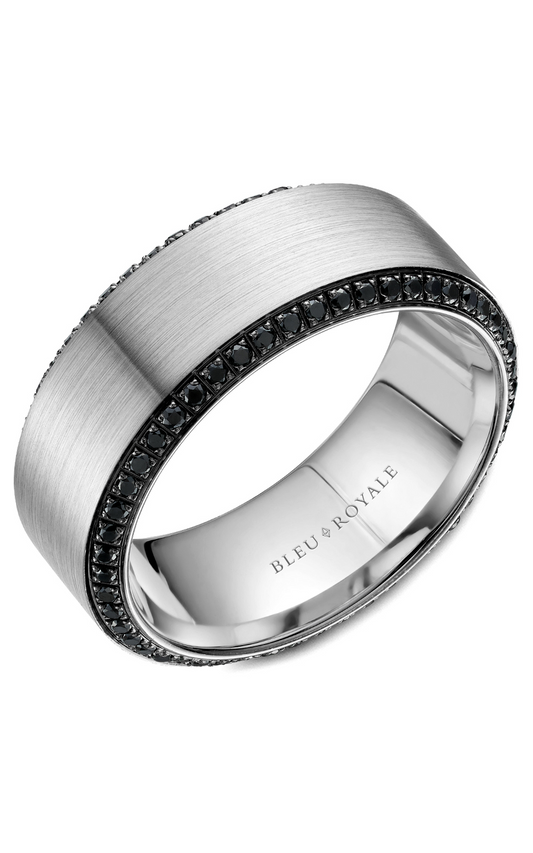 14K White Gold Gents Round Wedding Band