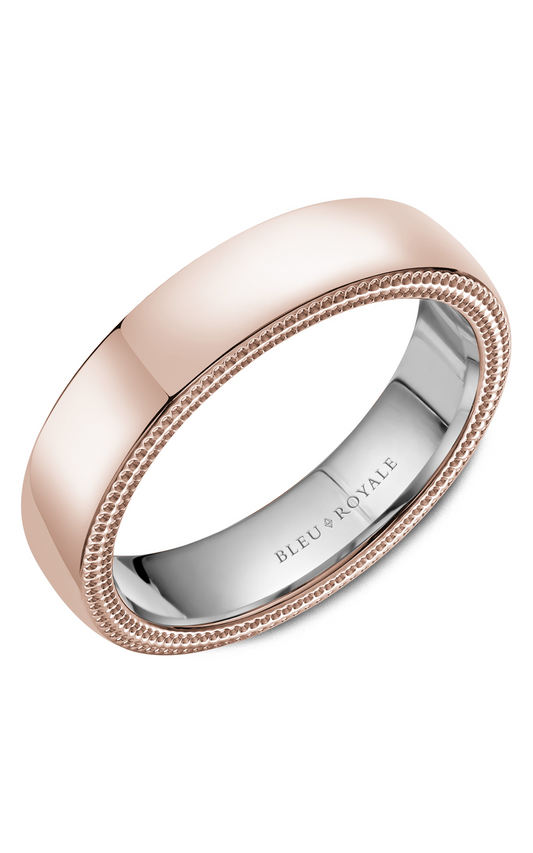 18K Rose Gold and 18K White Gold Gents Wedding Band