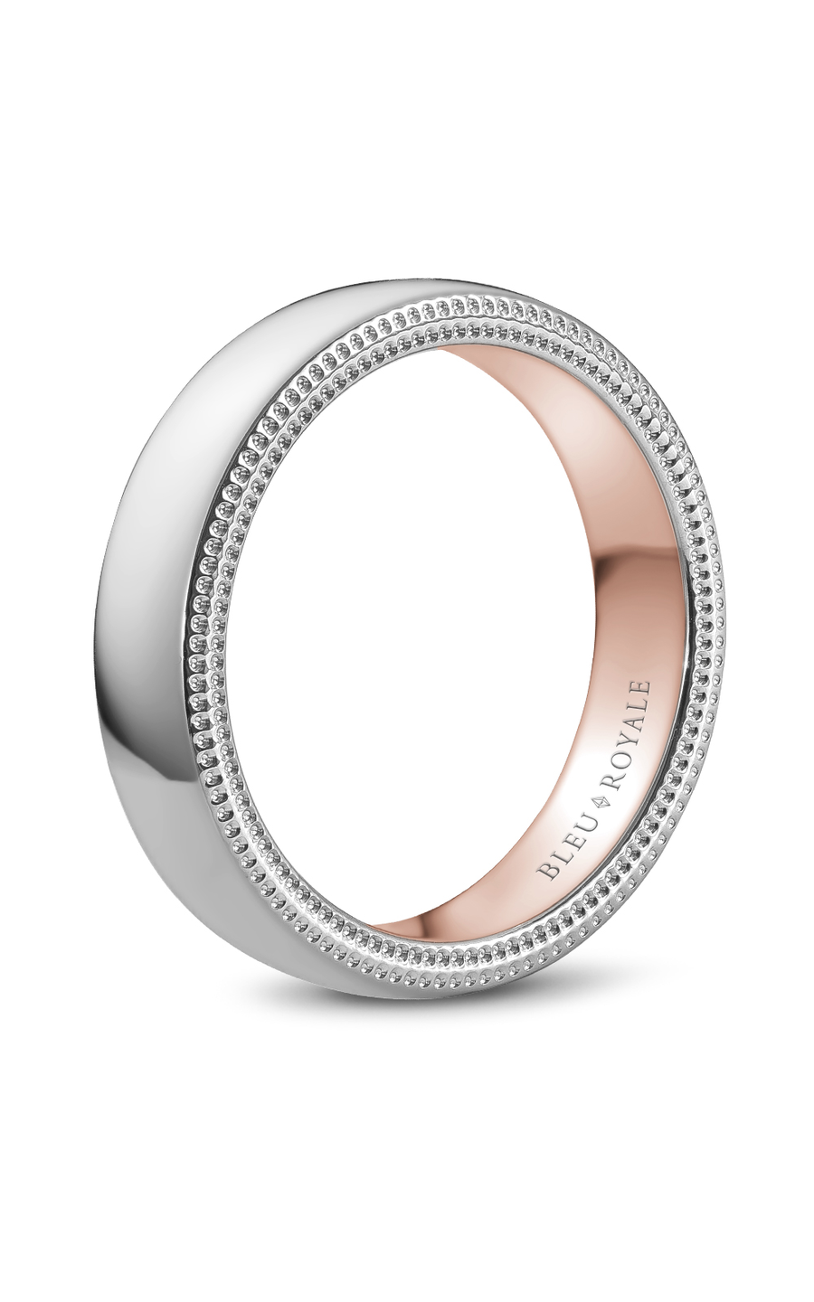 14K Rose Gold and 14K White Gold Gents Wedding Band