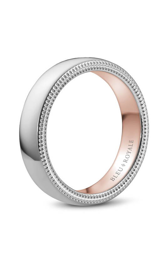 18K Rose Gold and 18K White Gold Gents Wedding Band