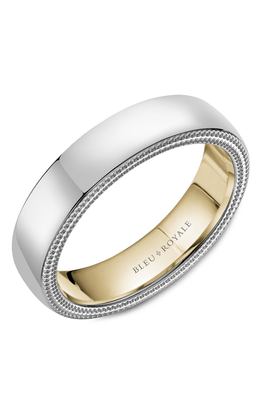 18K White Gold and 18K Yellow Gold Gents Wedding Band