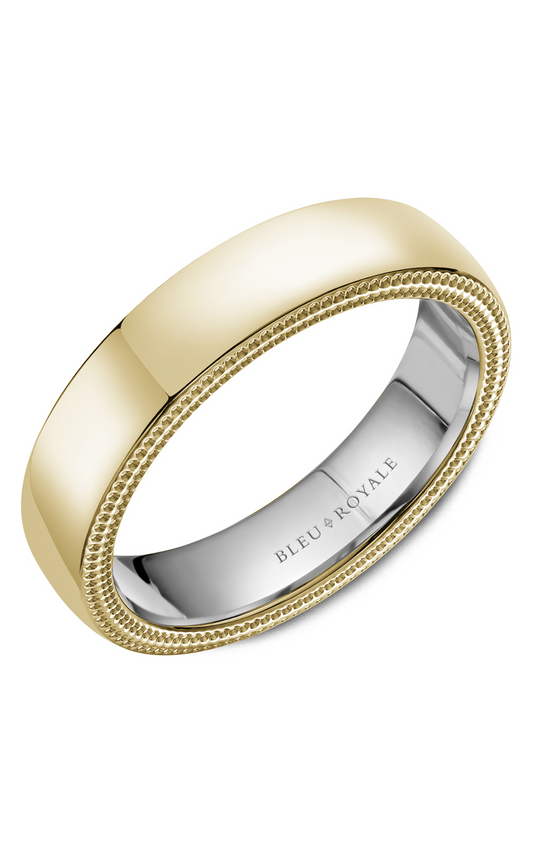 14K White Gold and 14K Yellow Gold Gents Wedding Band