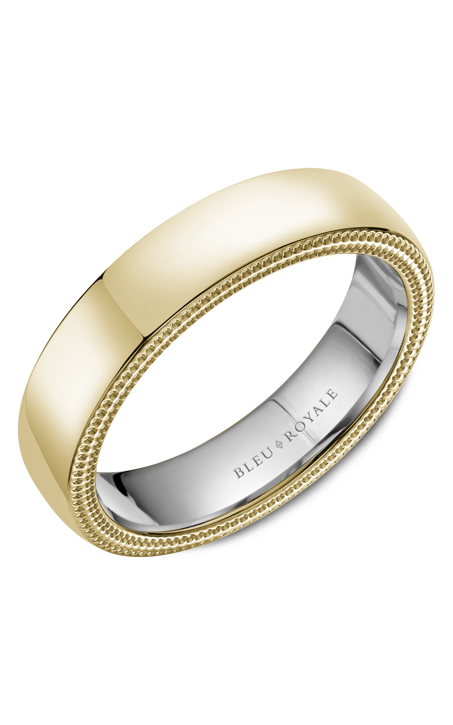 18K White Gold and 18K Yellow Gold Gents Wedding Band