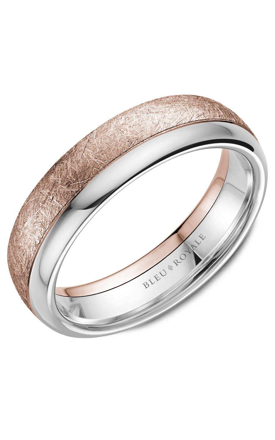 14K Rose Gold and 14K White Gold Gents Wedding Band