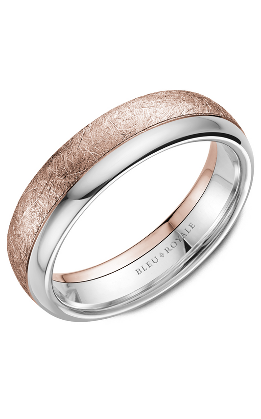 18K Rose Gold and 18K White Gold Gents Wedding Band